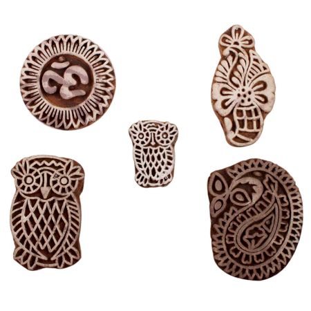 Set of 5 Piece New Mix Wooden Printing Blocks